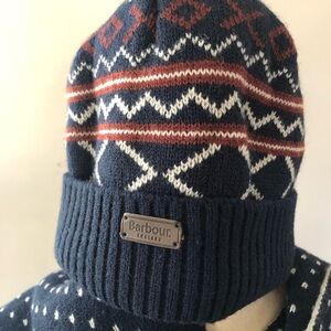 Barbour Navy Knit Hat & Scarf